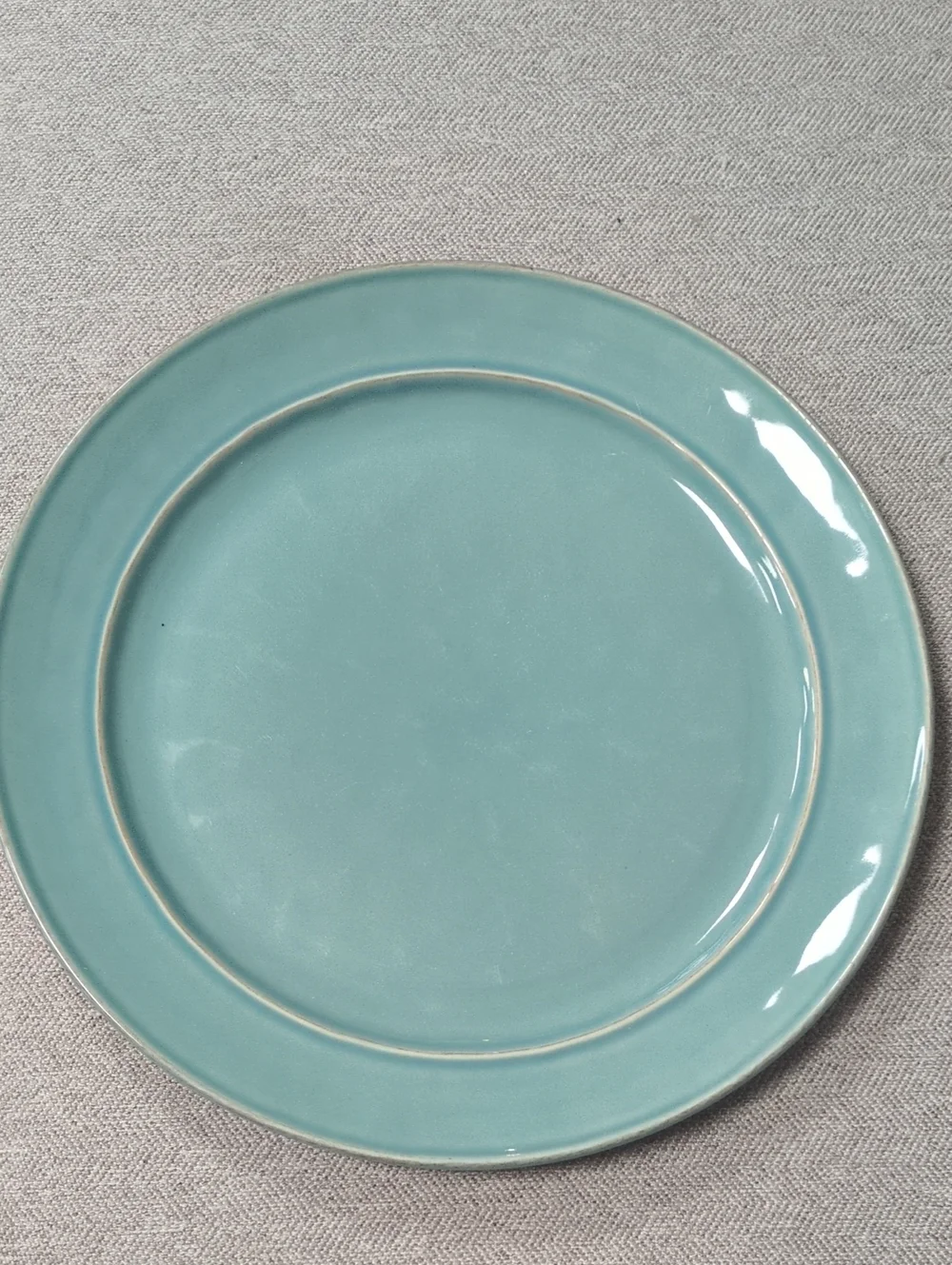 Pottery Barn Portugal Cambria Aqua-Blue Glazed Ceramic Dinner Plate Set Of 2